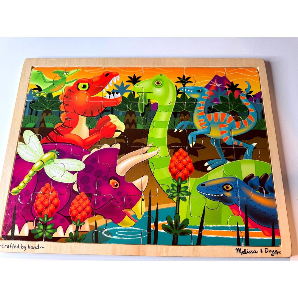 Melissa and Doug 24 Piece Prehistoric Sunset Wooden Jigsaw Puzzle Pre Owned